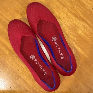 Rothy's Red Flats with Blue Trim